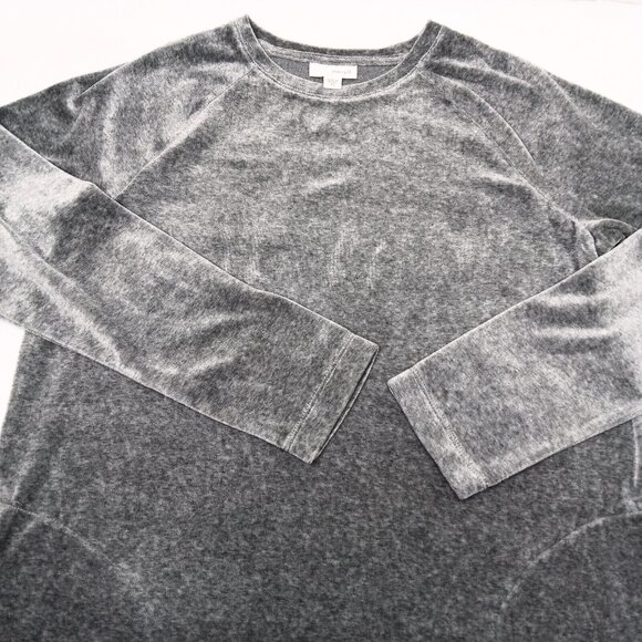 Pure Jill XS Shift Dress Gray Velour Pima Cotton Blend Raglan Long Sleeve Knee - Picture 5 of 8